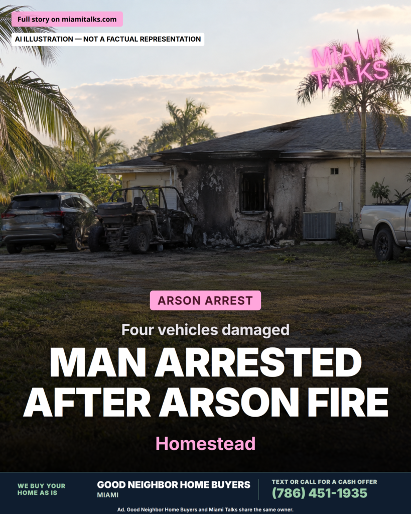 Man Arrested on Arson Charge After Homestead Fire Damages Home and Vehicles