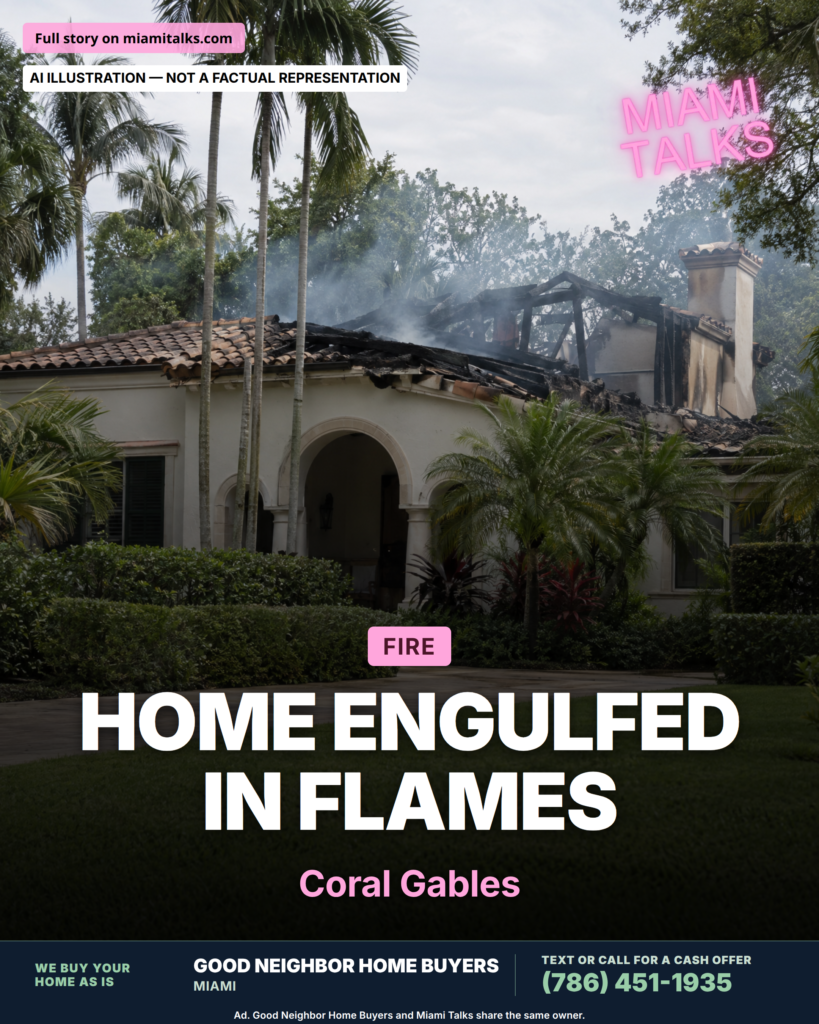 Vivienda estaba envuelta en llamas al llegar los bomberos a Coral Gables