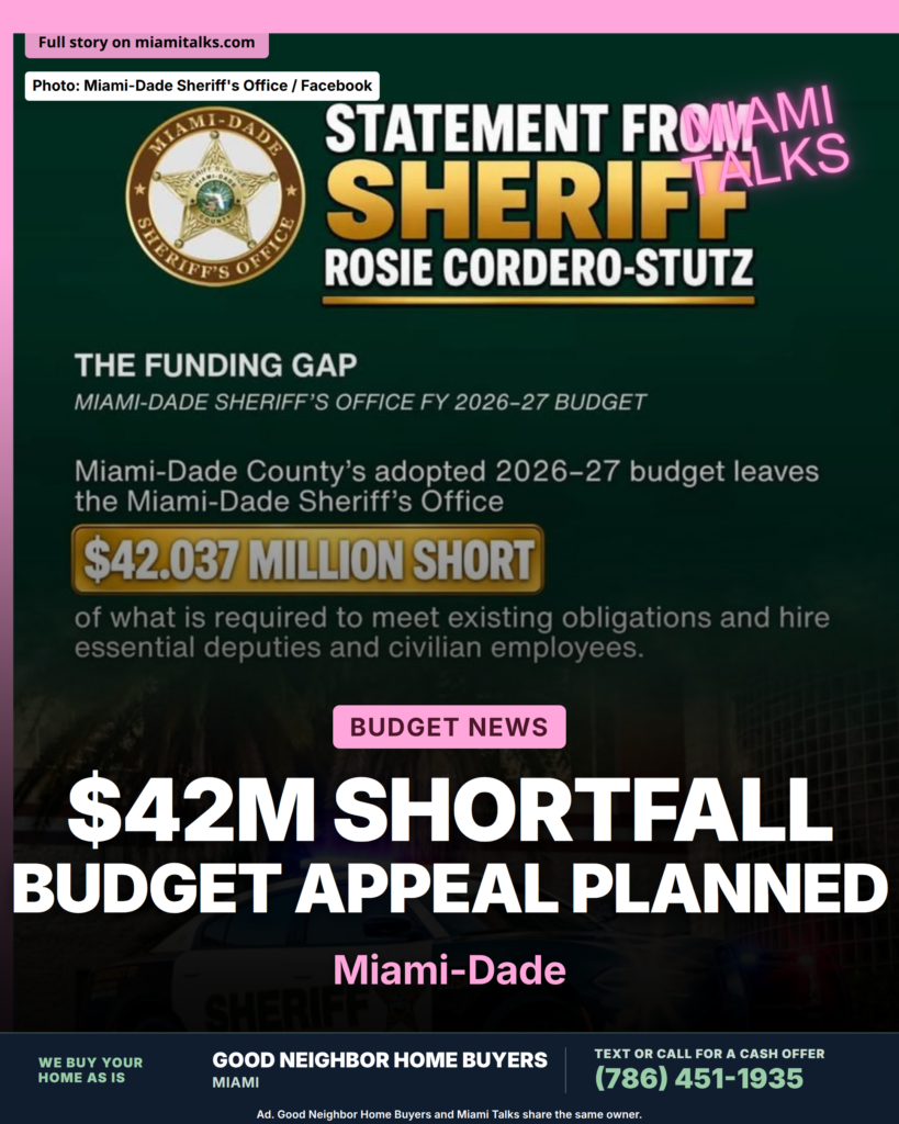 Miami-Dade Sheriff’s Office Plans Budget Appeal Over $42 Million Shortfall