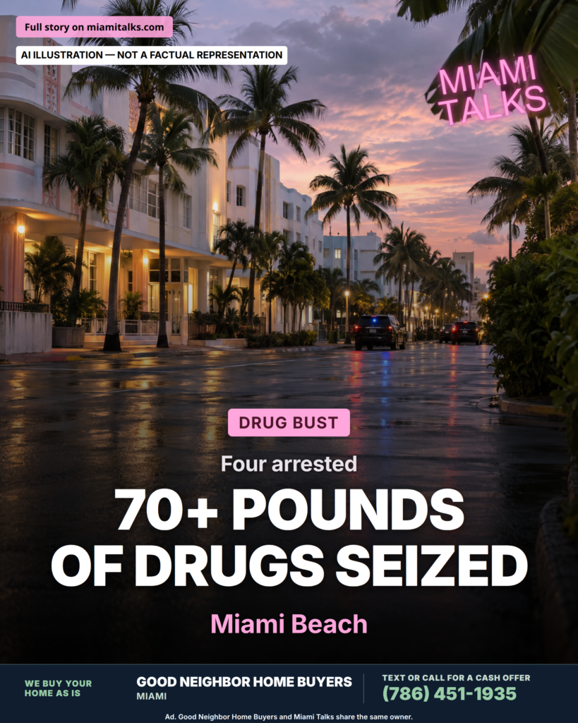 Four Arrested in Miami Beach Drug Operation Yielding Over 70 Pounds of Narcotics