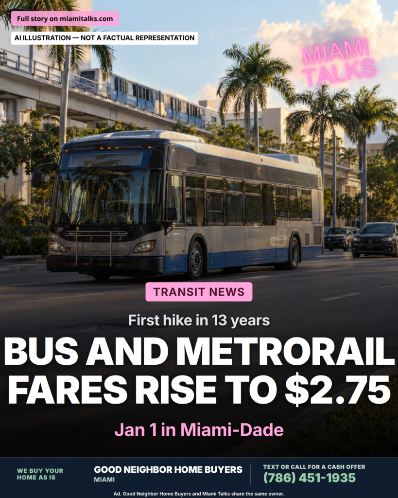 Miami-Dade Raises Bus and Metrorail Fares Starting Jan. 1